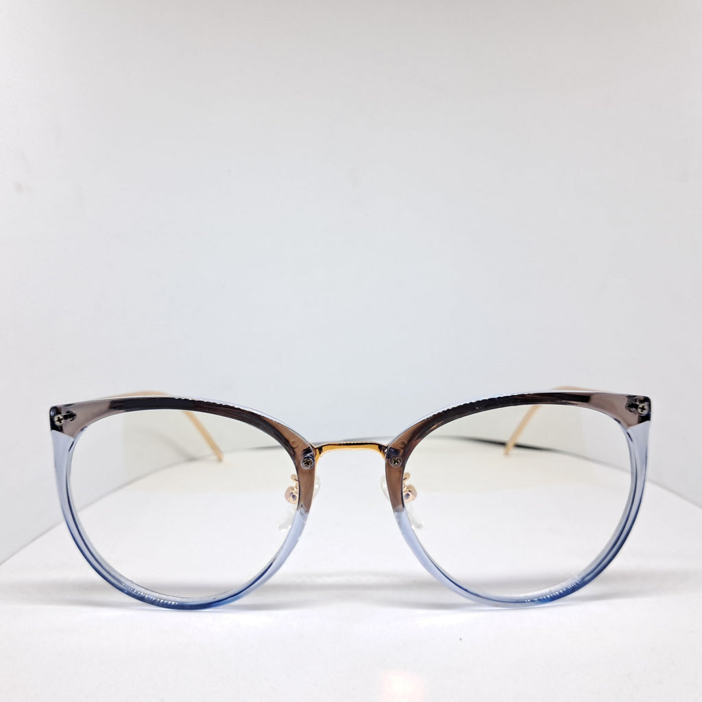 Gold cat-eye transparent blue