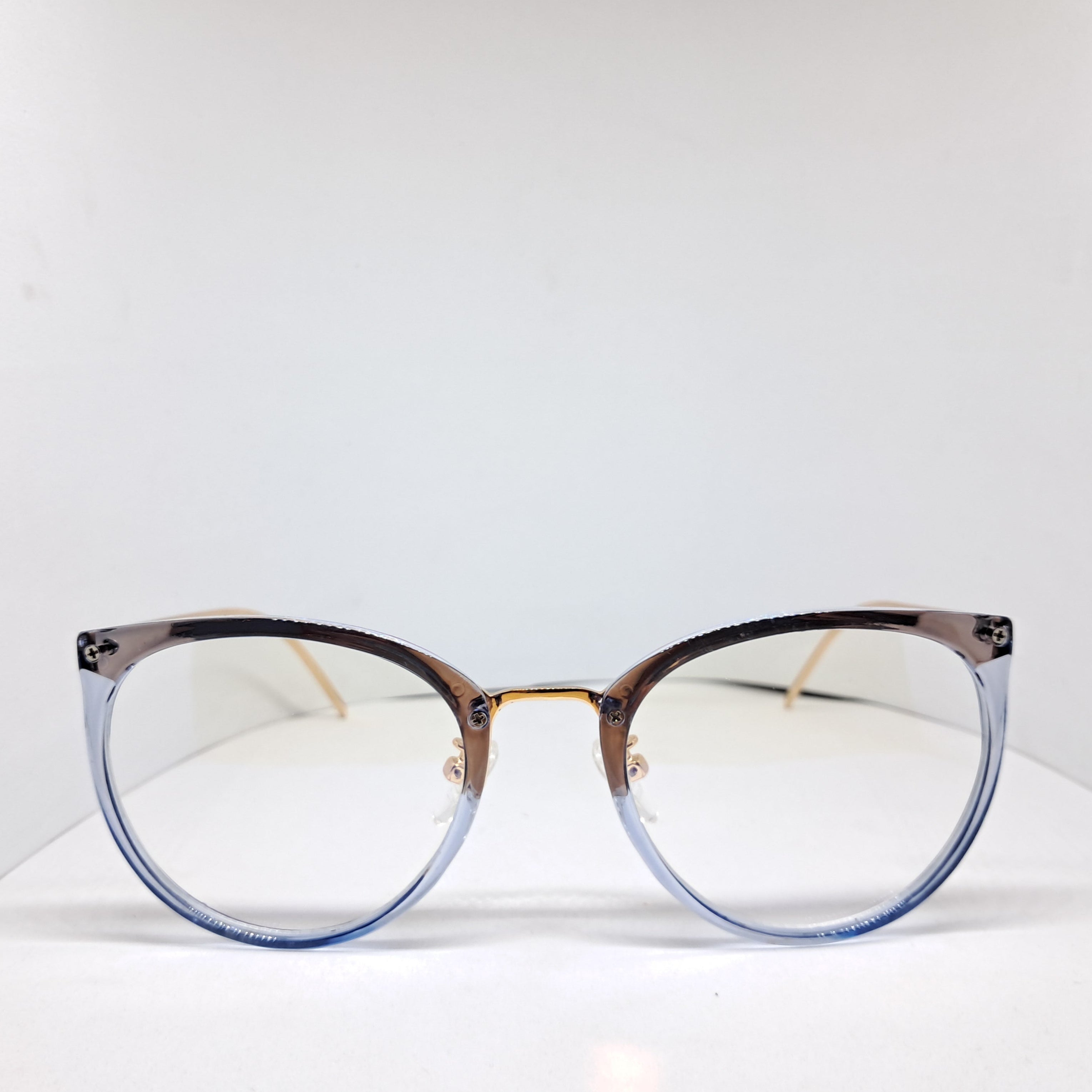 Gold cat-eye transparent blue
