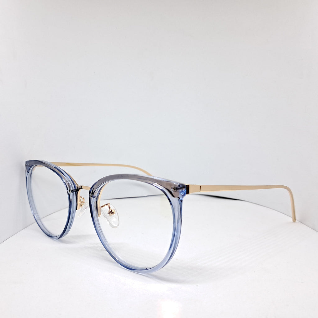 Gold cat-eye transparent blue