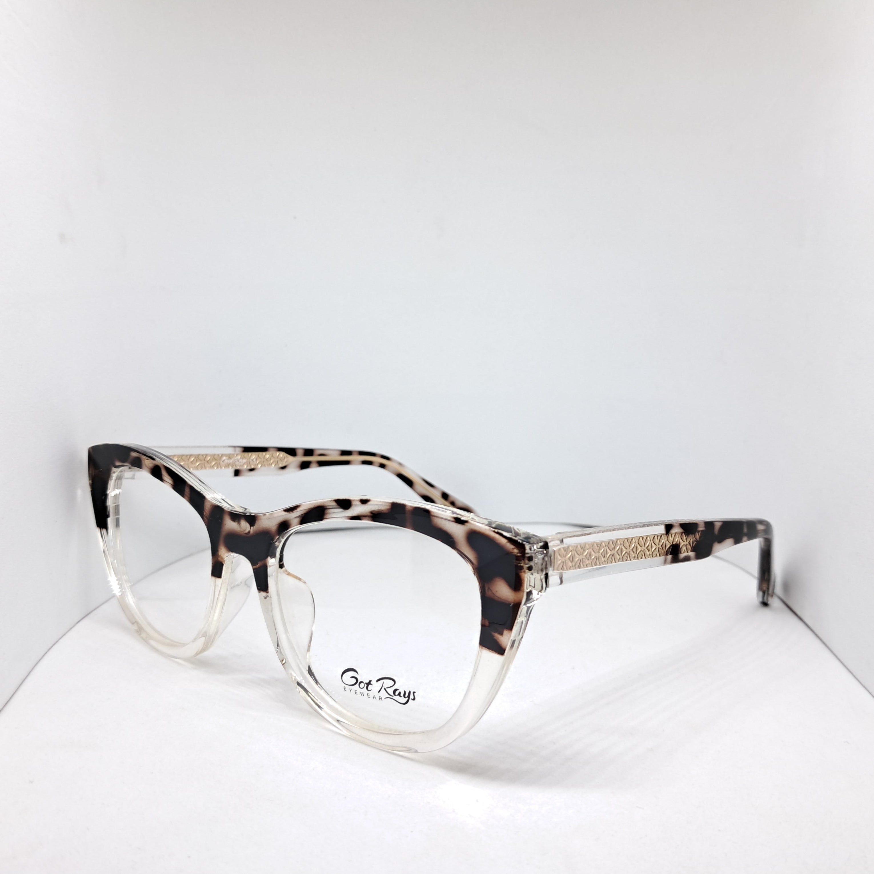 Clip-on animal print cat-eye