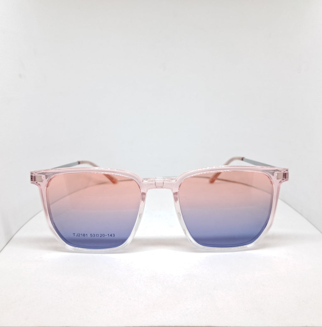 Clip-on hexagon transparent pink