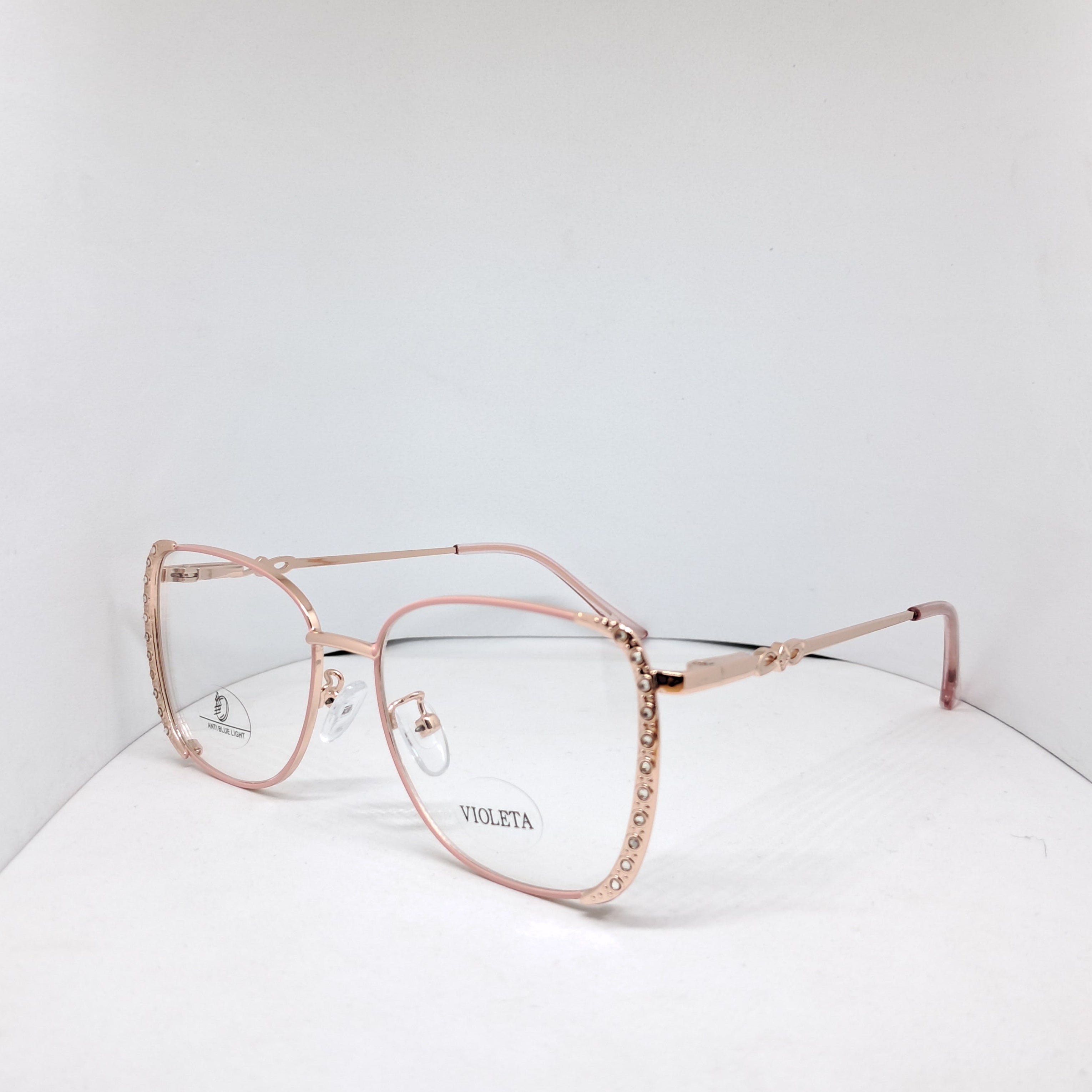 Square metallic rose gold