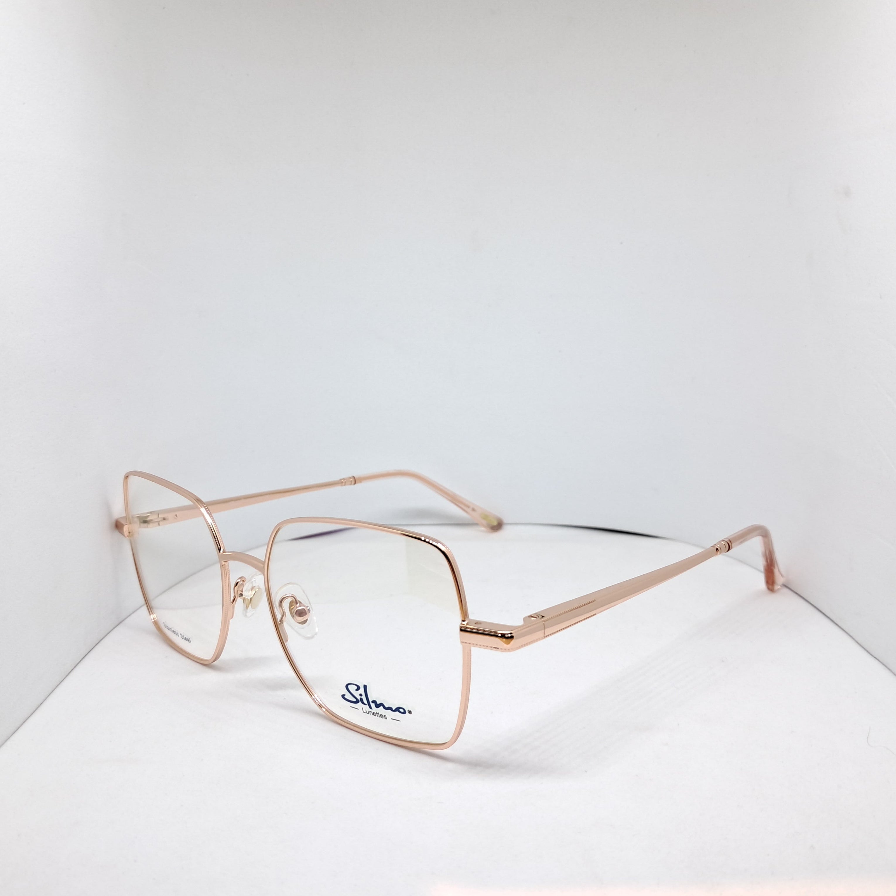 Silmo clip-on hexagon metallic rose gold