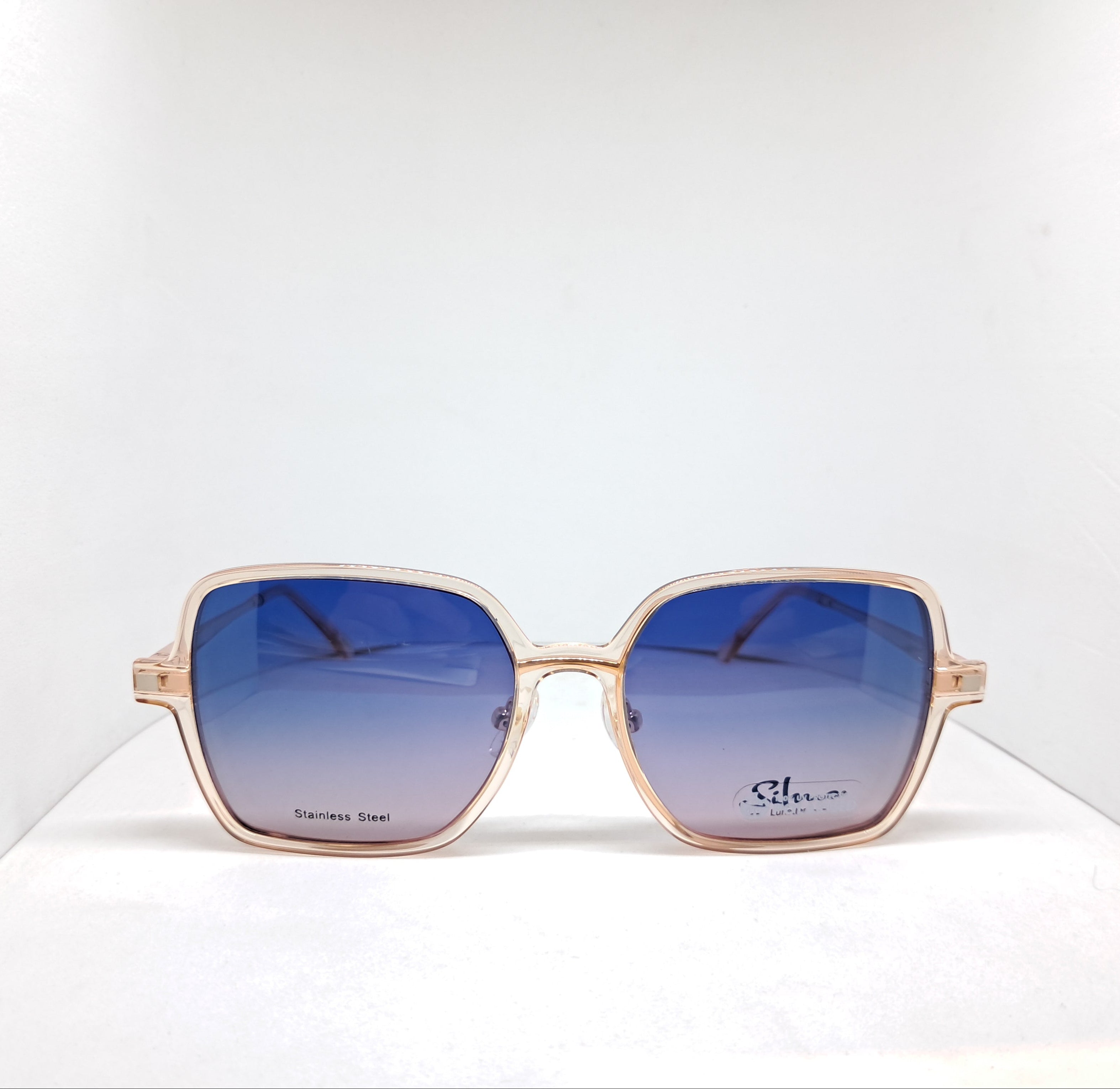 Silmo clip-on hexagon metallic rose gold
